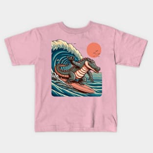 crocodile surfer Kids T-Shirt